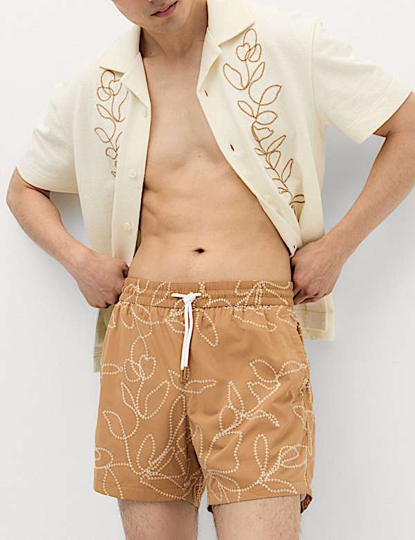Quick Dry Embroidered Swim Shorts