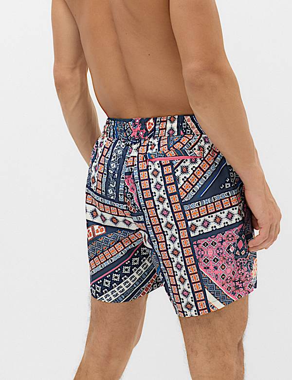 Quick Dry Mid Length Printed Swim Shorts - BE
