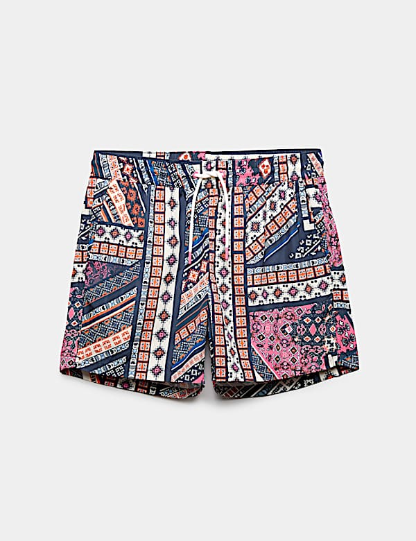 Quick Dry Mid Length Printed Swim Shorts - BE