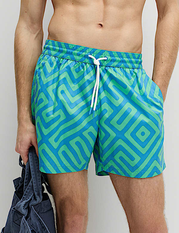 Quick Dry Geometric Print Swim Shorts - PL