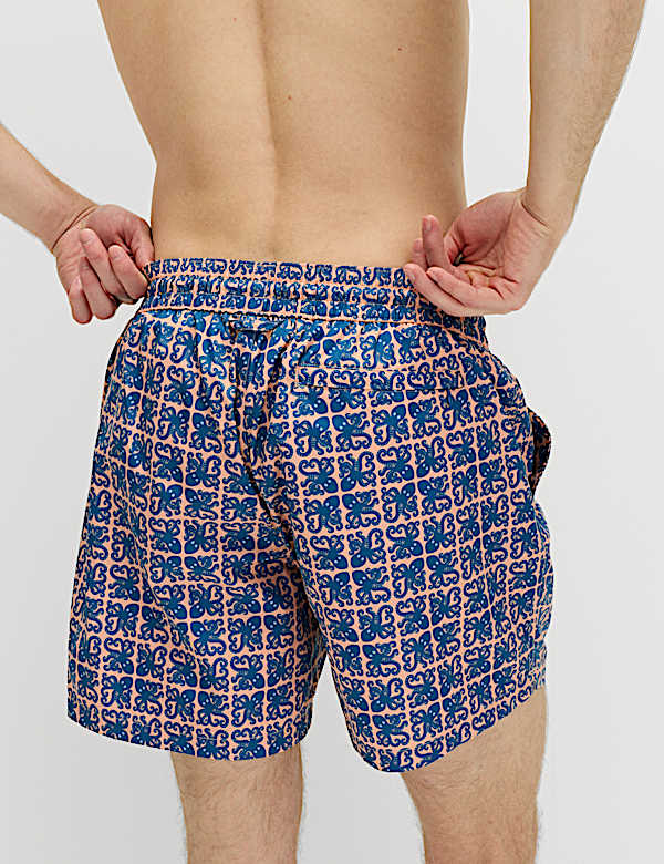 Quick Dry Geometric Print Swim Shorts - PL