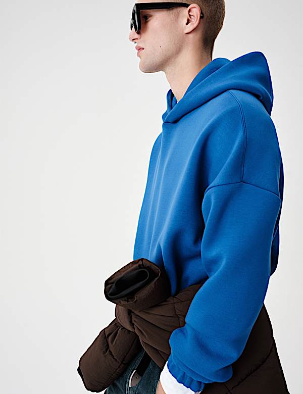 Pure Cotton Textured Oversized Scuba Hoodie - LT