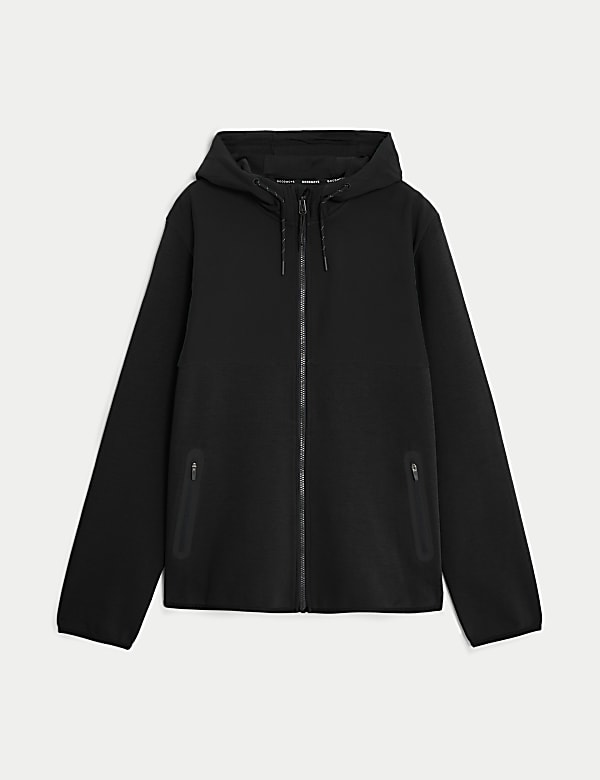 Katoenrijk met capuchonvest, rits en kleurblokken - BE