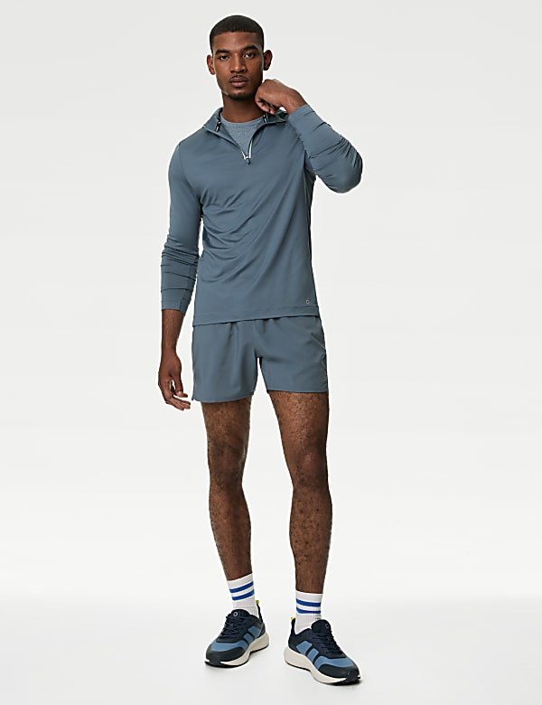 Half Zip Funnel Neck Long Sleeve Top