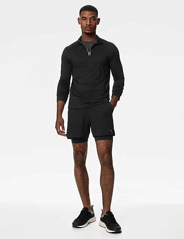 Half Zip Funnel Neck Long Sleeve Top - CN