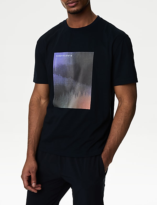 T-shirt de sport en coton mélangé à motif graphique - FR