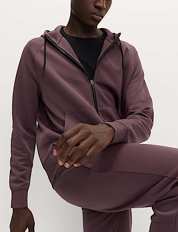 Jersey-Hoodie mit durchgehendem Reißverschluss  - DE