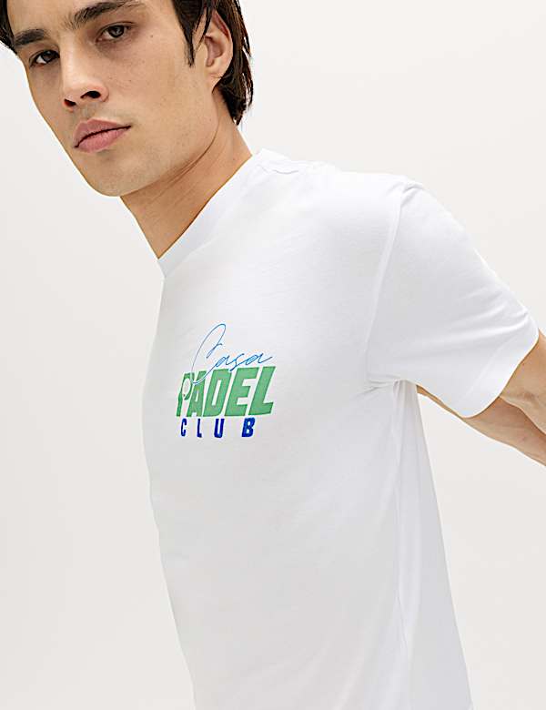 Pure Cotton Padel Graphic Crew Neck T-Shirt - KR