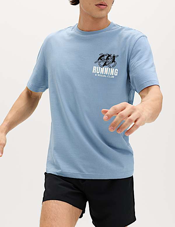 T-shirt 100 % coton &agrave; motif graphique Running Club - CH
