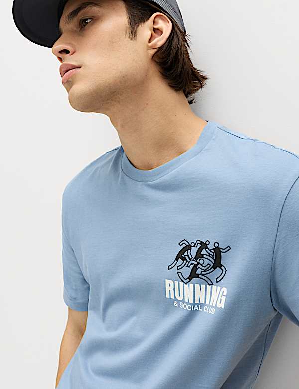 T-shirt 100 % coton &agrave; motif graphique Running Club - CH
