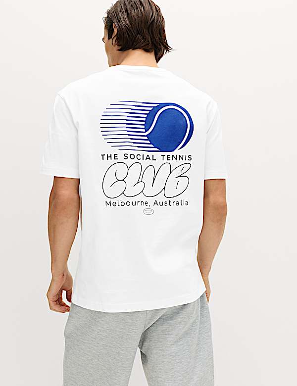 Pure Cotton Tennis Graphic T-Shirt - LT