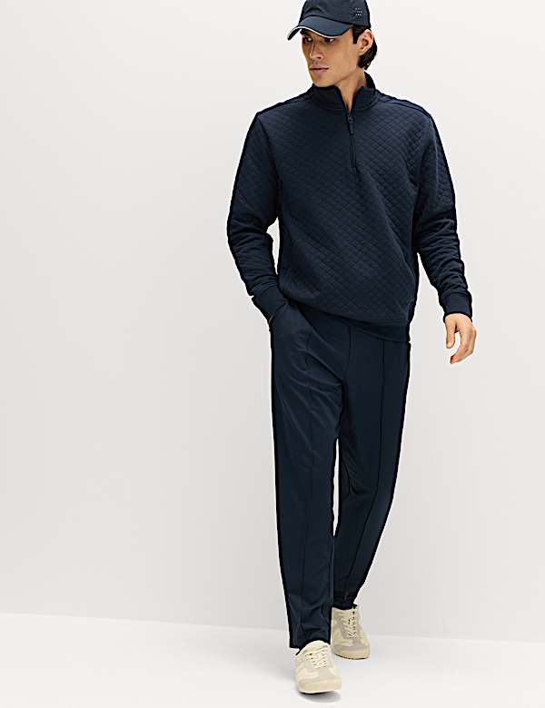 Cotton Blend Quilted Funnel Neck Sweatshirt - EE