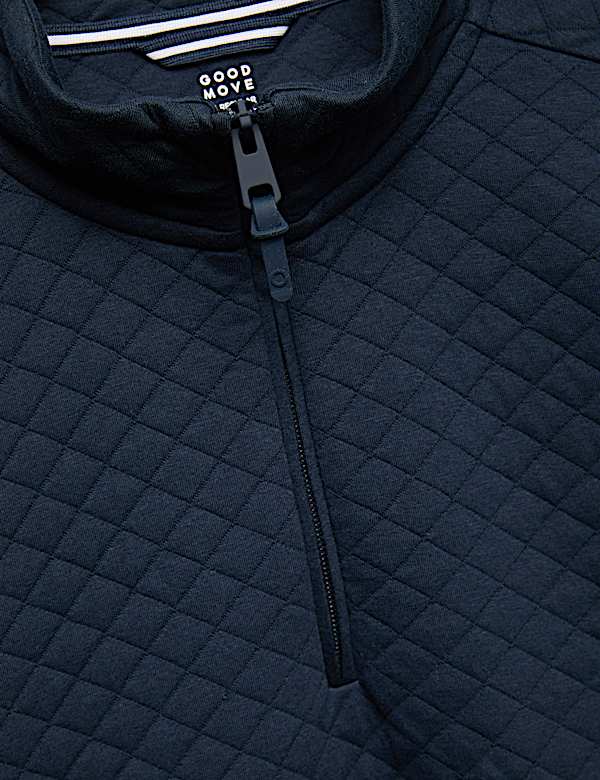 Cotton Blend Quilted Funnel Neck Sweatshirt - EE