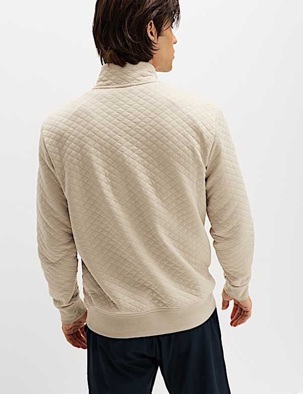 סווטשירט מתערובת כותנה בדוגמת קווילט עם צווארון גבוה - IL