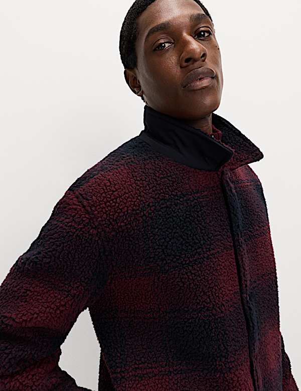 Fleece Jacquard Checked Overshirt - NO