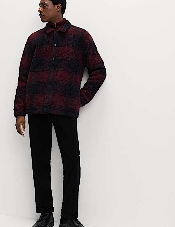 Fleece Jacquard Checked Overshirt - NO