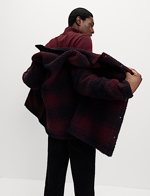 Fleece Jacquard Checked Overshirt - NO