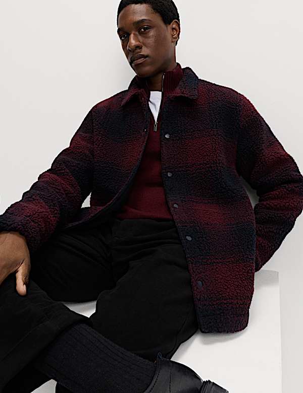 Fleece Jacquard Checked Overshirt - NO