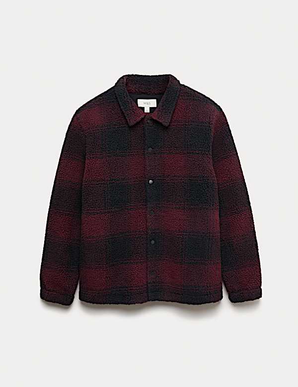 Fleece Jacquard Checked Overshirt - NO