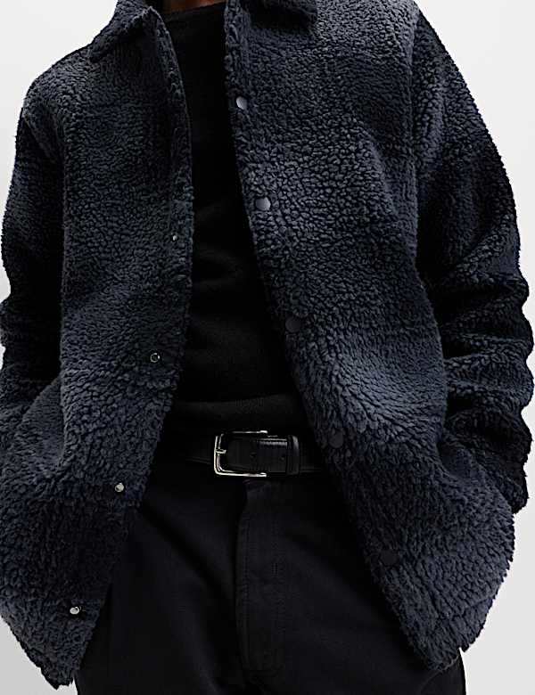 Fleece Jacquard Checked Overshirt - GR