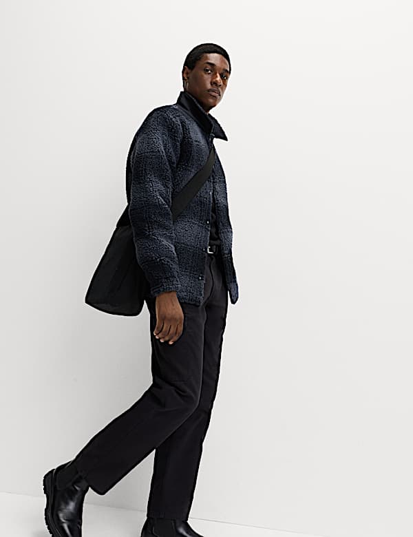 Fleece Jacquard Checked Overshirt - GR