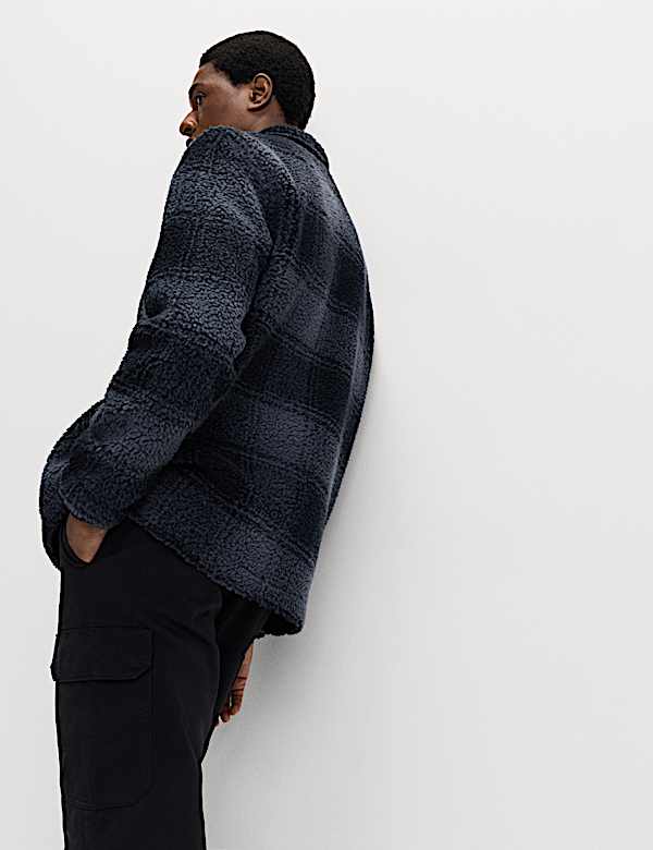 Fleece Jacquard Checked Overshirt - GR