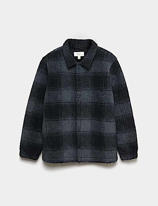Fleece Jacquard Checked Overshirt - GR