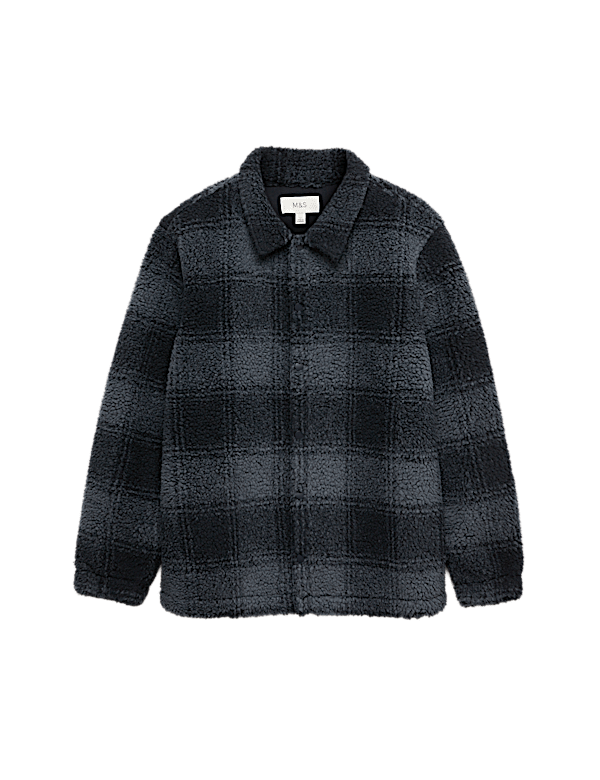 Fleece Jacquard Checked Overshirt