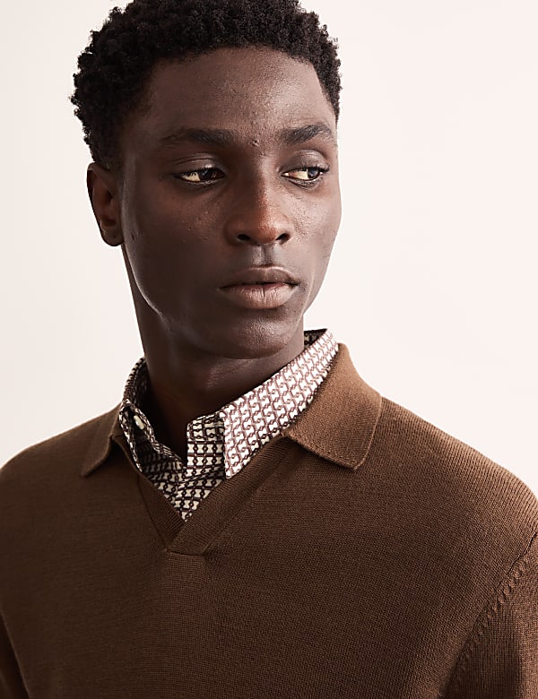 Merino Wool Rich Polo Shirt with Silk - GR