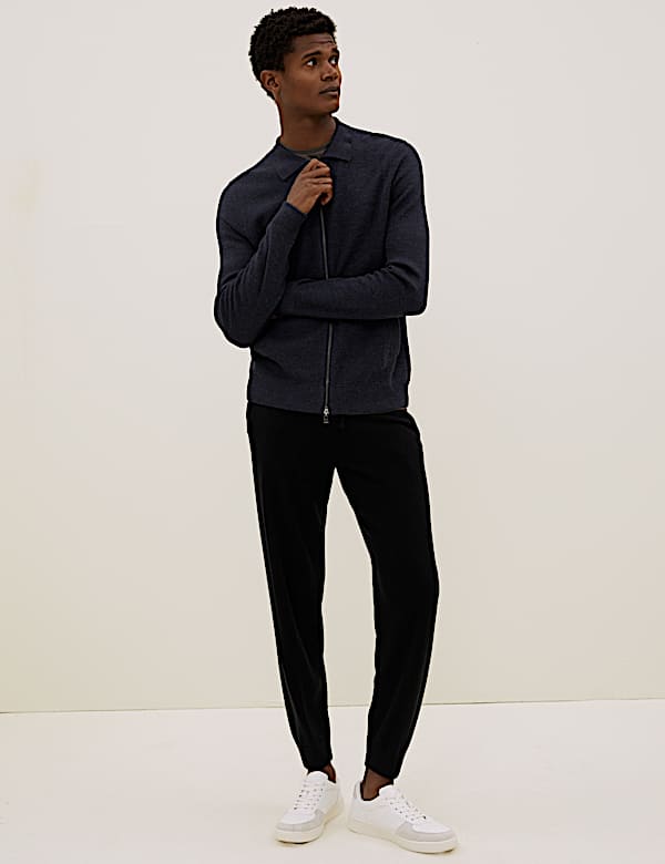 Merino Wool Zip Up Knitted Cardigan