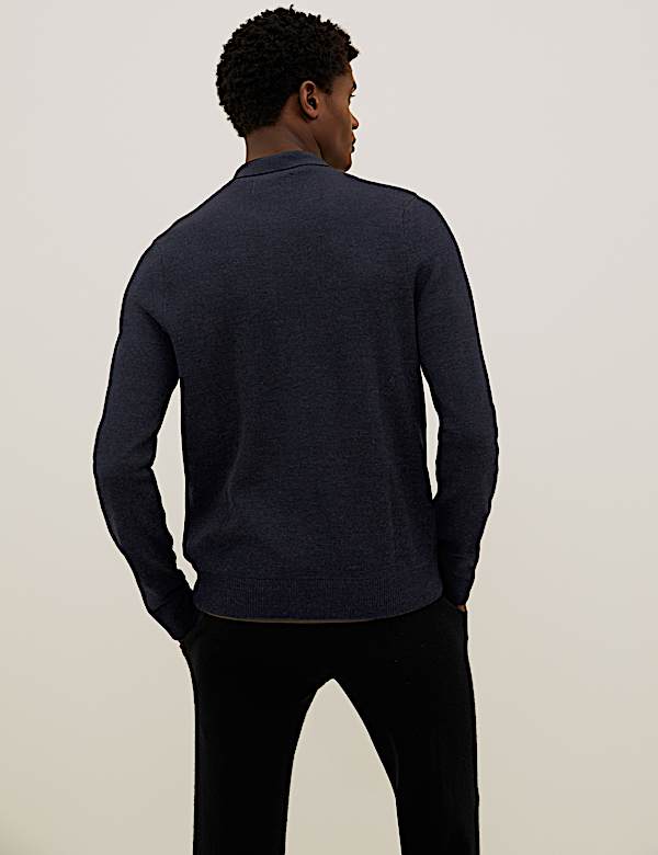 Merino Wool Zip Up Knitted Cardigan