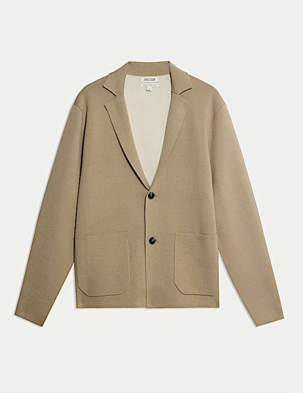Pure Extra Fine Merino Wool Knitted Jacket - FR