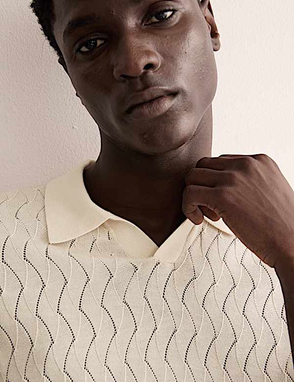 Merino Wool Rich Knitted Polo Shirt with Silk - GR