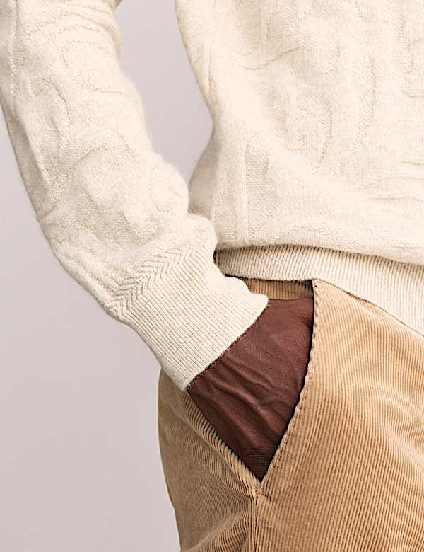 Trui van zuiver kasjmier met ronde hals en foulardpatroon - NL