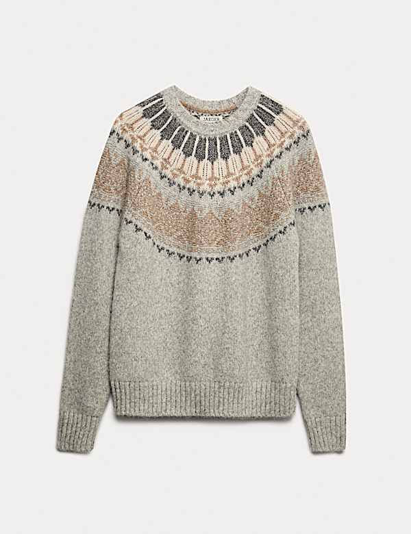 Jersey de cuello redondo Fair Isle de alpaca - ES