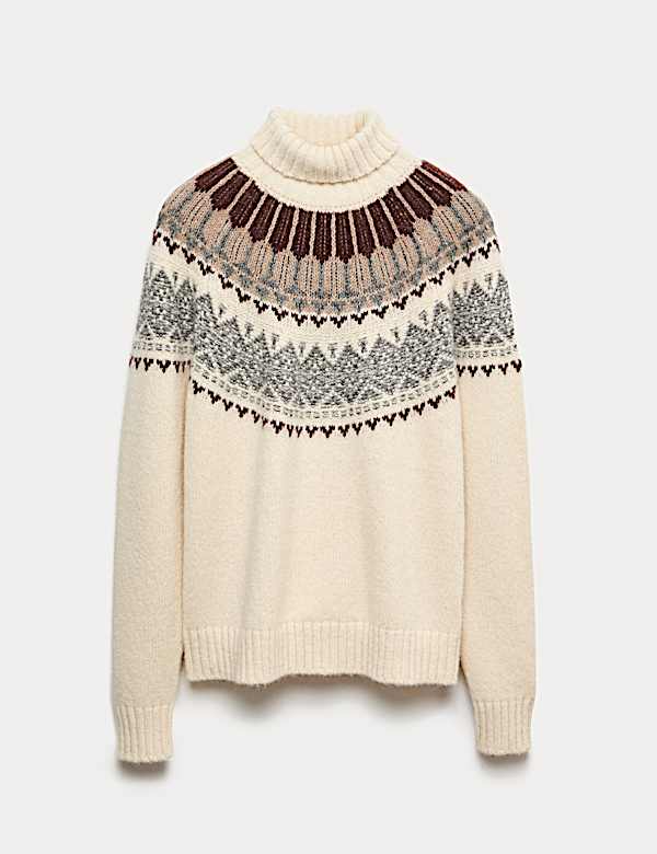 Alpaca Blend Fair Isle Roll Neck Knitted Jumper - FR