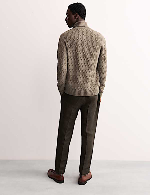 Pull en maille diagonale 100 % cachemire à col roulé - CA