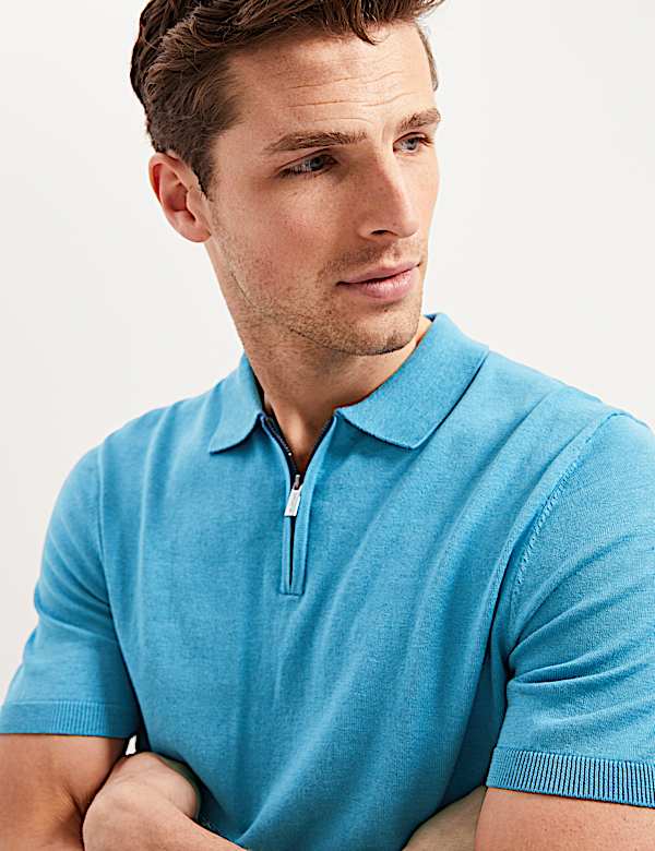Silk Cotton Knitted Polo Shirt