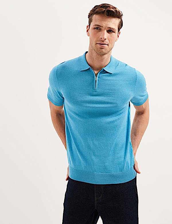 Silk Cotton Knitted Polo Shirt