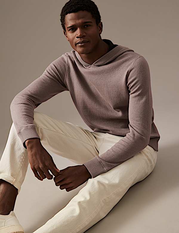 Wool Blend Double Faced Knitted Hoodie