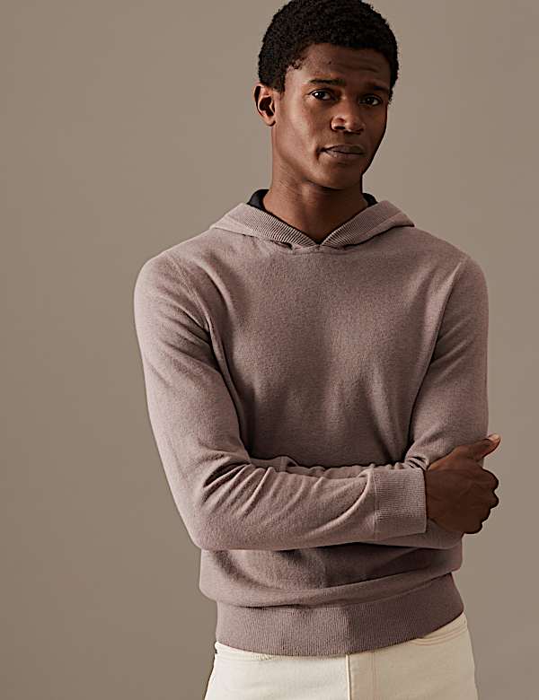 Wool Blend Double Faced Knitted Hoodie