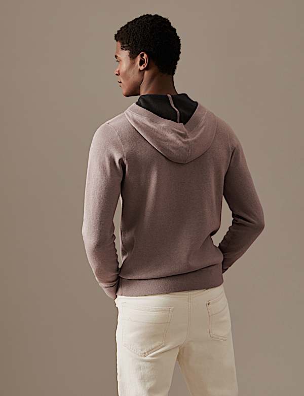 Wool Blend Double Faced Knitted Hoodie