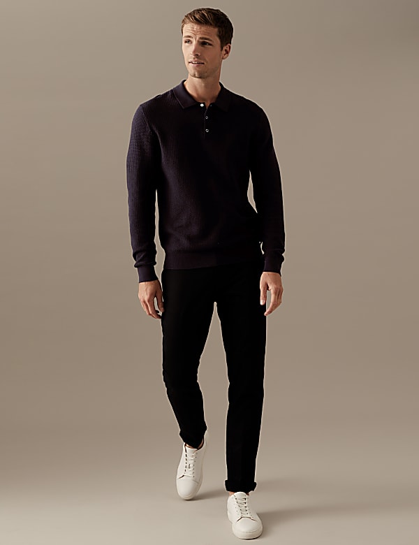 Cotton Rich Textured Knitted Polo Shirt