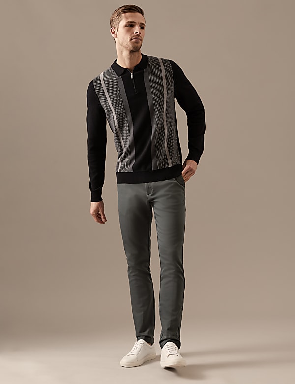 Premium Cotton Zip Neck Knitted Polo Shirt