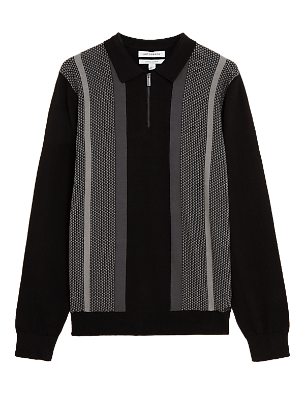 Premium Cotton Zip Neck Knitted Polo Shirt