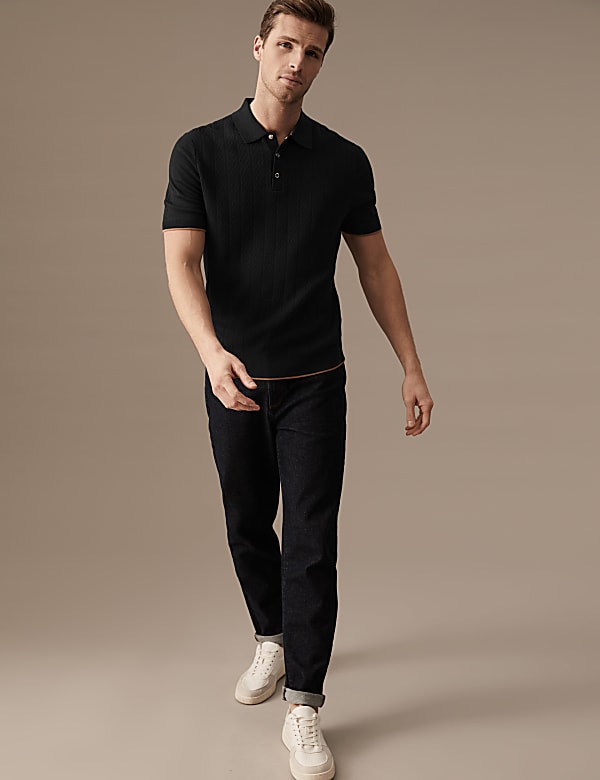 Cotton Rich Textured Knitted Polo Shirt