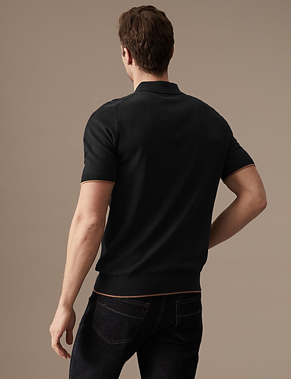 Cotton Rich Textured Knitted Polo Shirt