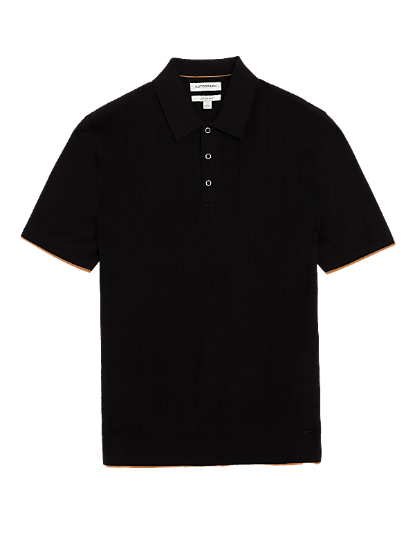 Cotton Rich Textured Knitted Polo Shirt