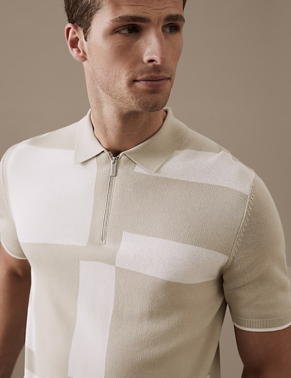 Cotton Blend Knitted Polo Shirt