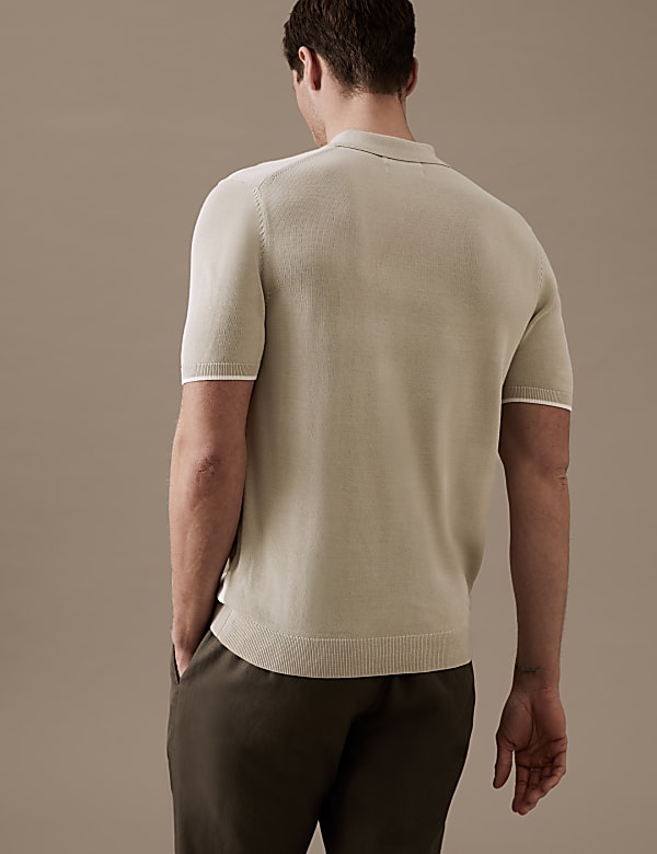 Cotton Blend Knitted Polo Shirt